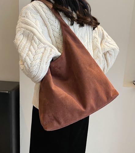 Womens Fashion Suede Shoulder Bags Large Tote Bag Retro Purse Handbag Casual Work Ladies Top Handle Satchel - color: A-green