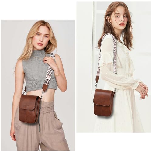 TANTOMI Small Crossbody Bags for Women Trendy, Cell Phone Purses Wallet with 4 Card Slots, Small Purses with Adjustable Strap - color: 02-brown