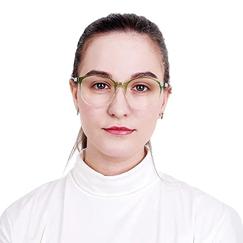 LifeArt Round Blue Light Blocking Glasses, Computer Glasses, Gaming Glasses, TV Glasses for Women Men (Clear Green, No Magnification) - color: 16_days_clear Green, size: +0.00(No Magnification)