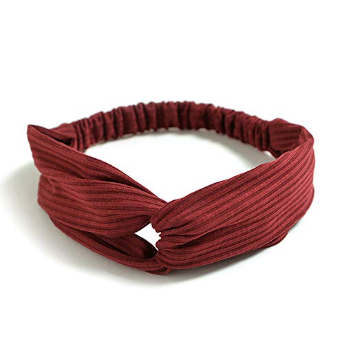 DRESHOW 10 Pack Boho Headbands for Women Girls Elastic Back Criss Cross Hair Band Twisted Head Wrap Solid Hair Accessories - color: 10 Pack B