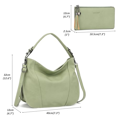 TANTOMI Hobo Bags Purses for Women, Women's Crossbody Handbags and Shoulder Bag, Multi-Pocket Large Hobo Purse - color: Light Green