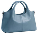 Iswee Genuine Leather Shoulder Bags Purses and Handbags for Women Satchel Designer Cross Body Hobo Medium Size Tote - color: Light Blue