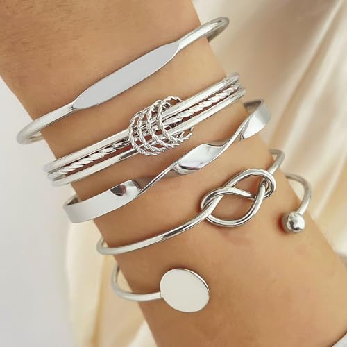 NEWITIN 44 Pieces Chunky Gold Jewelry Set for Women Fashion Costume Jewelry Gold Plated Chunky Necklace Chain Bracelet Ring Hoop Earrings Set for Women - color: Silver B