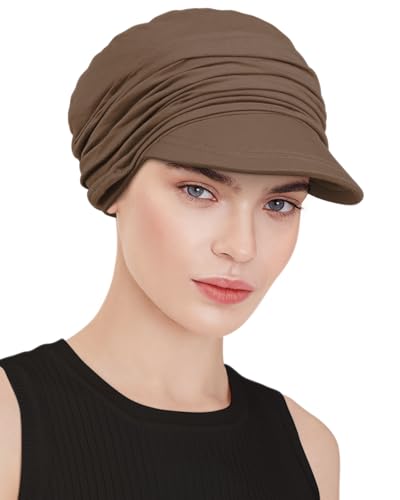 Chemo Headwear Viscose Newsboy Cap for Women Summer Hats - color: Brown