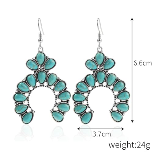 coadipress Bohemian Turquoise Beaded Tassel Earring for Women Ethnic Chandelier Boho Beads Earrings Hollow Out Turquoises Beaded Statement Earrings Ethnic Style Jewelry Gifts - color: Turquoise Hoof