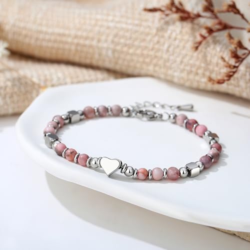 TONY & SANDY Tiny Beaded Bracelets for Women, Sometimes You Forget You're Awesome Gift, Unique Gifts for Women, Mom, Daughter, Wife, Coworker, Best Friend, Bestie, Granddaughter - style: Pink Zebra Jasper