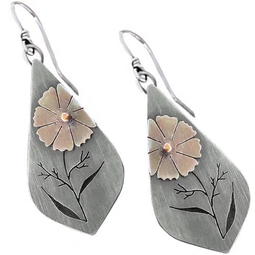 Boho Earrings, Statement Earrings, Teardrop Sunflower Earrings, Dangle Ethnic Earrings for Women, Handmade Bohemian Trendy Boho Vintage Jewelry - style: Flower