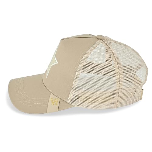 VINTAGE HAVANA Trucker Hats Women | Mesh Adjustable Snapback Hat | Men & Women Cute Trendy Fashion Baseball Cap - color: Khaki/Washed Gold