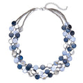 Noessla Layered Beaded Chunky Necklace for Women Boho Two-color Shell Statement Necklace Fashion Collar Costume Jewelry Gifts for Mum - color: Blue