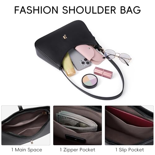 CLUCI Shoulder Bag for Women, Purses for Women, Handbag Hobo Bags Vegan Leather Crossbody Purse with Adjustable Strap Black - color: A-black-small