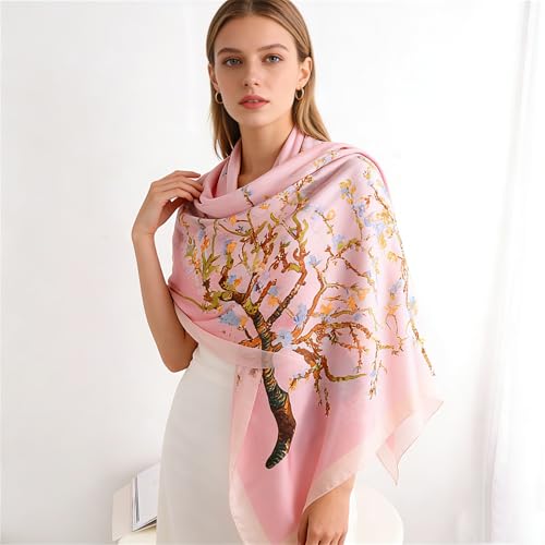 Silk Scarf Mulberry Silk Fashion Scarves Long Lightweight Shawl Wrap … - color: W15