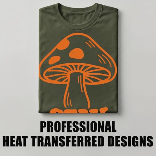 Stay Groovy Mushrooms T-Shirt– Retro Aesthetic Apparel – 100% Cotton Unisex Tee - color: Green, size: Medium