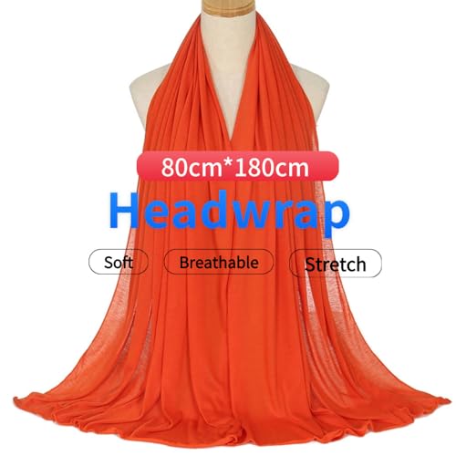 Harewom Head Wraps for Black Women Stretch Head Scarf Long African Hair Wraps Turban Headwraps Jersey Headbands - color: 1pcs -Orange
