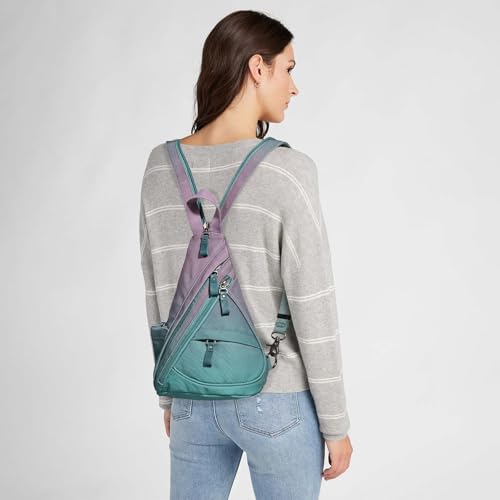 KL928 Canvas Sling Bag - Small Crossbody Backpack Shoulder Casual Daypack Rucksack for Men Women - color: Medium-violet+grayishblue