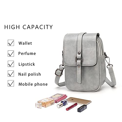 myfriday Vintage Crossbody Phone Bag for Women, Small PU Leather Shoulder Purse and Handbag - color: A-03-grey