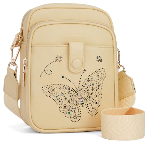 KITEVIUN Crossbody Bags for Women Leather Crossbody Purse Small Shoulder Phone Purse with Adjustable Strap & RFID Card Slots - color: 07-yellow