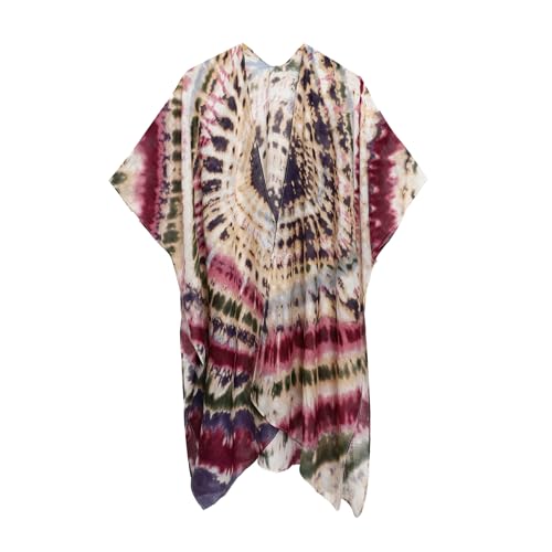 Kimonos for Women Casual Swimsuit Coverup Lightweight Boho Kimono Cardigans for Summer - color: Purple Tie-dye