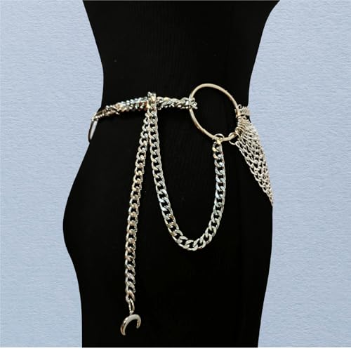 THREEBOY Women Apparel Belts Fashion Sexy Multilayer Metal Pearl Waist Chain Belt - color: Silver