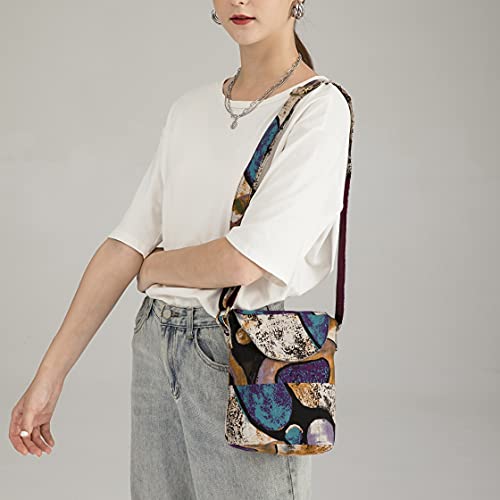 OPQRSTU Women's Retro Small Size Canvas Shoulder Bag Hippie Boho Crossbody Handbag - color: Purple