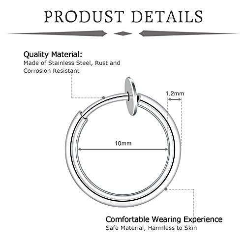 Mayhoop 16g Cartilage Earrings - Men Women Surgical Stainless Steel Tragus Piercing Jewelry Stud Hoop Forward Helix Rook Daith Conch Earrings - style: Silver