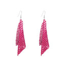 Sequin Earrings for Women Metal Mesh Grid Sequins Tassel Long Drop Dangle Earrings Trendy Charms Bridal Wedding Jewelry - color: Rose Red
