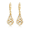LeCalla 925 Sterling Silver Filigree Dangle Earrings for Women | Gold, Rose Gold & Rhodium Plated Diamond-Cut Filigree Drop Earrings | Lightweight Earrings Jewelry Gift - color: Yellow-Gold Diamond-Cut Teardrop