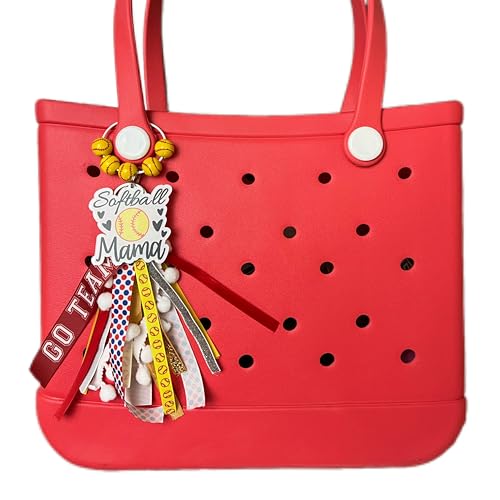 Baseball Softball Soccer Football Volleyball Sports Mom Charms for Bogg Bag Accessories Tassel Backpack Gifts - style: Softball Mom