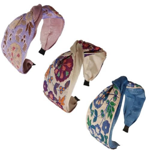 Twist Hard Headbands for Women Knotted Head Bands for Women's Hair Floral Boho Headbands Stylish Headband Twist Knot Headband(3Colors, Twisted Style, One size fits most) - color: 3Colors, Twisted Style