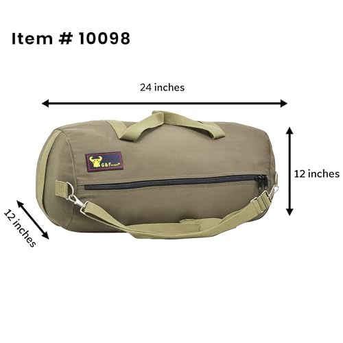 Waxed Canvas All Purpose Military Style Duffle Bag, Water-Resistant, Adjustable Strap, Fully Lined, Double Zipper Closure, heavy Duty, Olive Green - color: Olive Green (24 inch x 12 inch x 12 inch)