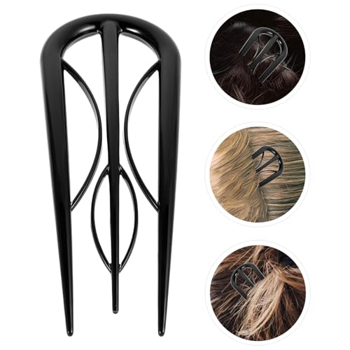 PRETYZOOM Large U-shaped Hair Pins for Buns Black Double Prong Hair Forks for Women