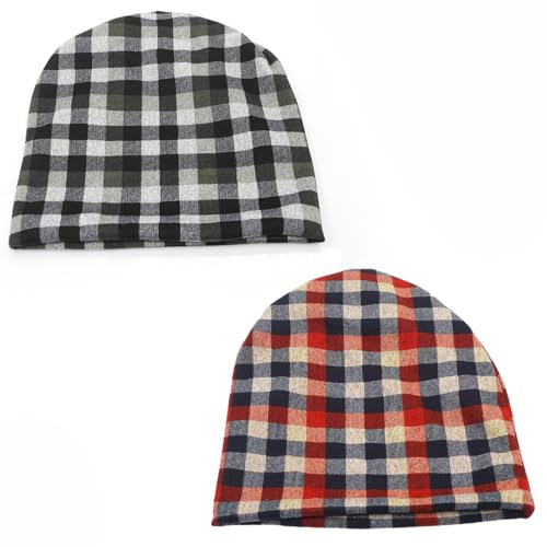 Women's Slouchy Beanie Cap Chemo Headwear Hats Scarf - color: J - Red Black