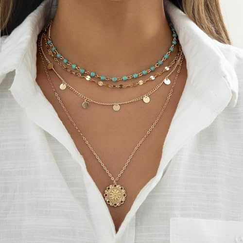 Shell Starfish Necklace for Women Pearl Beach Boho Layered Necklace Charm Accessories Summer Vacation Outfit 2026 - color: B1:layered beach necklace