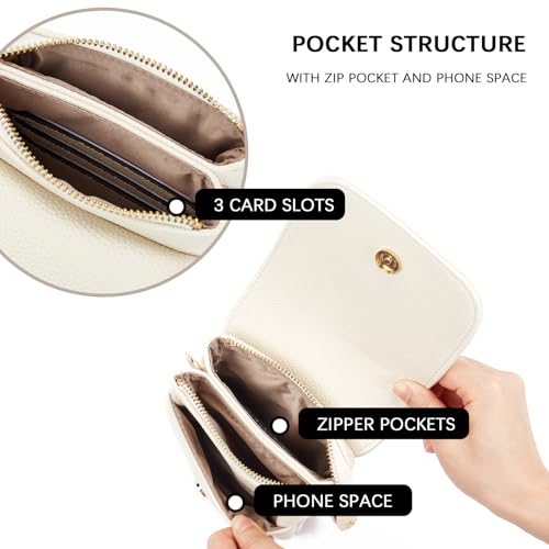 BOSTANTEN Vegan Leather Crossbody Bags for Women Designer Cell Phone Bag Wallet Purses Adjustable Strap - color: B-01-pebble Beige-white