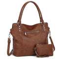TANTOMI Tote Bag for Women Vegan Leather Purses and Handbags Ladies Waterproof Big Shoulder Bag for Travel - color: Brown.c