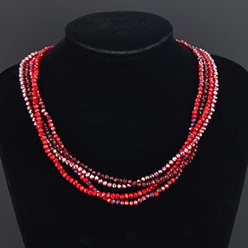 Noessla Beaded Statement Necklaces for Women Layered Chunky Bead Necklace Fashion Costume Jewelry Gifts for Mom - color: 029-Red