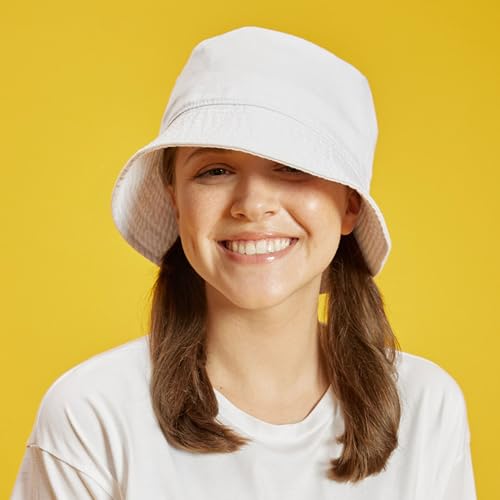 The Hat Depot Bucket Sun Hat 100% Cotton Long Brim and Deeper & Round Top Tennis Packable Summer Fashion Outdoor Hat - color: Charcoal, size: Small-Medium