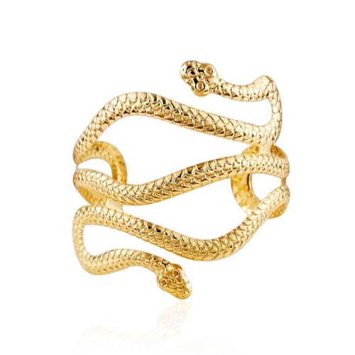 Caiyao Punk Cool Upper Arm Adjustable Bracelet Open Cuff Bangle Coil Bracelet Simple Swirl Leaf Armband Minimalist Armlet Vintage Jewelry for Women - color: gold snake