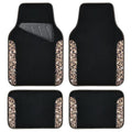 CAR PASS Bling Diamond Car Floor Mats, Shining Rhinestone Carpet Sparkly Glitter Crystal with Anti-Slip PVC Heel Pad Waterproof Universal Fit Automotive SUV,Sedan,Van,Cute Girl Women,4pcs Gold Leopard - color: Gold Leopard