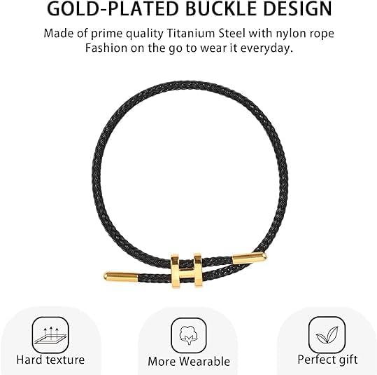 Simplicity Titanium Couple Bracelet - Unisex Steel Rope, Adjustable Wire, Fashion Style - color: H buckle-black, size: Adjustable