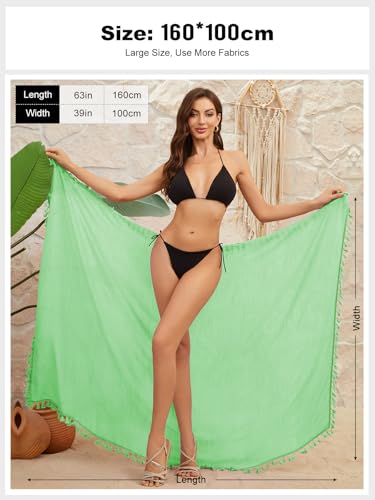 QIANXIZHAN Women's Swimsuit Cover Up,Beach Sarong Wrap Bottom Coverup for Women Short Skirt - color: Tassels Fruitgreen