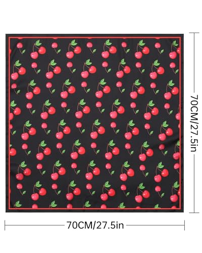 AWAYTR 27.5” Square Satin Head Scarf Hair Scarf for Women's Hair Silk Bandana for Women Silk Head Wrap for Sleeping - color: Black+cherry