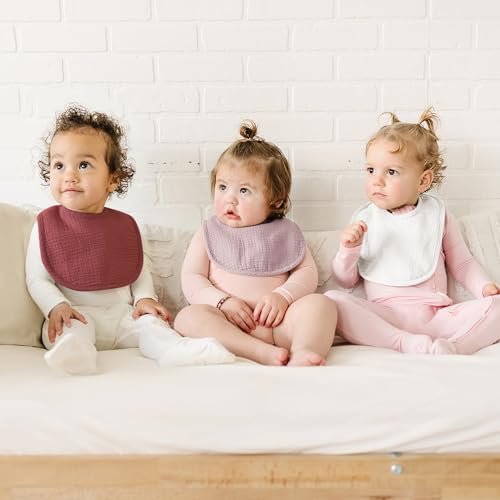 Konssy Muslin Baby Bibs 8 Pack Baby Bandana Drool Bibs Cotton for Unisex Boys and Girls, Soft Absorbent Set for Teething and Drooling - color: Red