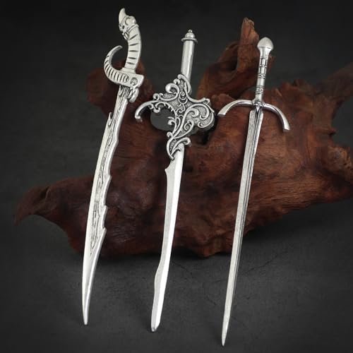 3Pcs Sword Hair Pins - Medieval Renaissance Gothic Hair Sticks for Women, Vintage Metal Hair Chopsticks for Bun Updo, Renaissance Accessories Medieval Accessories - color: design-4