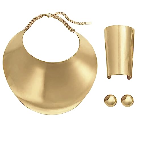 Gold Necklaces for Women Chunky Gold Silver Choker Necklace Statement Egyptian Jewelry for Women Men Gold Costume Jewelry Sets Accessories Gift - color: Chunky Gold bracelet Choker