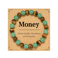 Gnamy Healing Crystal Bracelet for Women, Natural Stone Beaded Healing Crystal Bracelet Triple Protection Stress Relief Beads Jewelry Birthday Gifts Jewelry for Her - style: Money