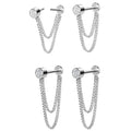 AoedeJ 2 Pairs Stud Earrings for Cartilage - Threadless Flat Back Earrings for Women - color: Silver-Chain1