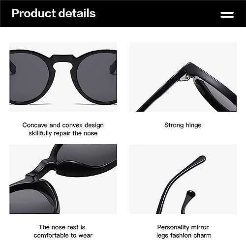 LJCZKA Round Polarized Sunglasses for Men Women Retro Small Face Sunglasses Polarized Vintage Sun Glasses UV400 Protection - color: Green Grey