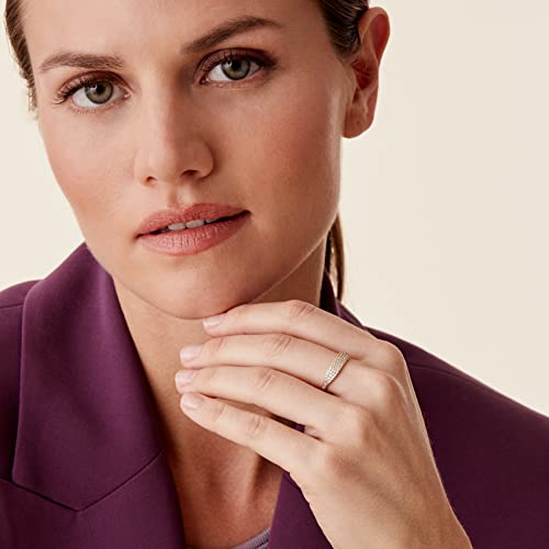 PAVOI 14K Gold Plated Slim Signet Ring with Sparkling Cubic Zirconia | Lightweight Dainty Statement Rings for Women | Everyday Jewelry - color: Yellow Gold