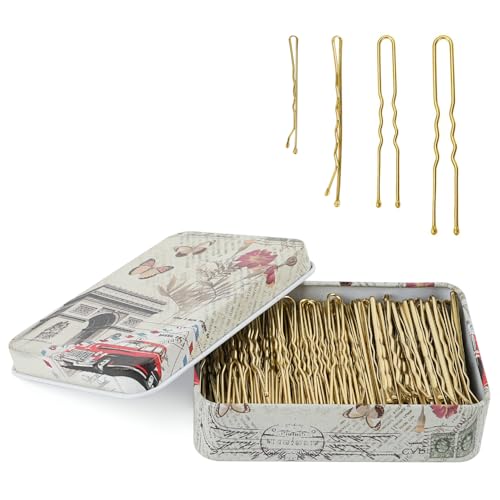 MAORULU 2.16 Inch Hair Bobby Pins with Cute Case, 200 CT Bob Pins for Buns, Premium Hair Pins for Kids, Girls and Women, Great for All Hair Types (Variety U & Bobby Pins Blonde) - color: Variety U & Bobby Pins Blonde