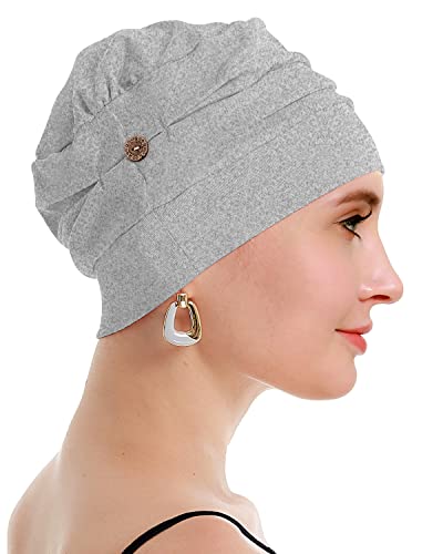 osvyo Cotton Chemo Turbans for Women Cancer Hairloss hat - Cotton Lightweight Headwear Sealed Packaging - color: Cotton Light Flecking Gray